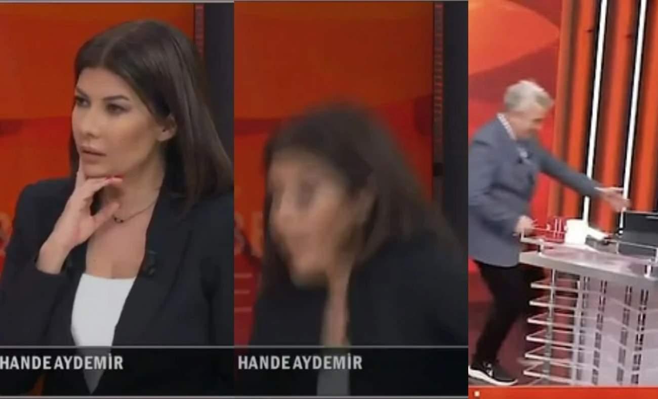 Hande Aydemir canlı yayında sandalyeden düştü!