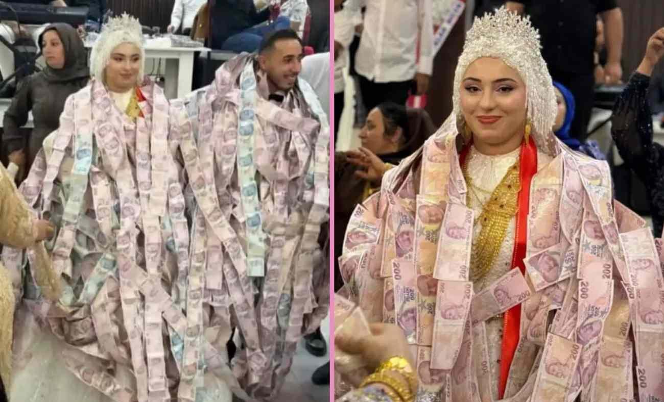 Aşiret düğününde valizden çıkan paralar gündem oldu! 200 banknotlardan yelek