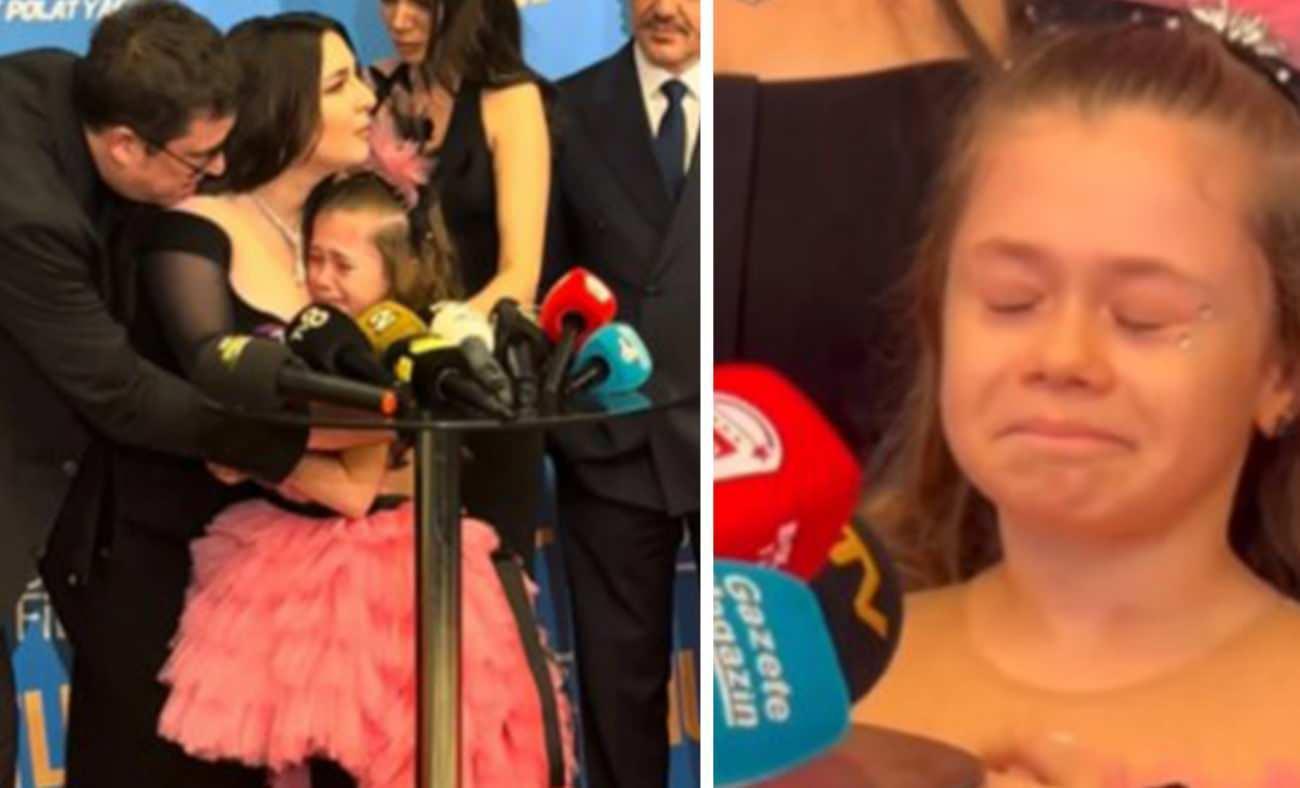 Babasını kaybeden &ccedil;ocuk oyuncu Damla &Ccedil;olak galada herkesi g&ouml;zyaşlarına boğdu!