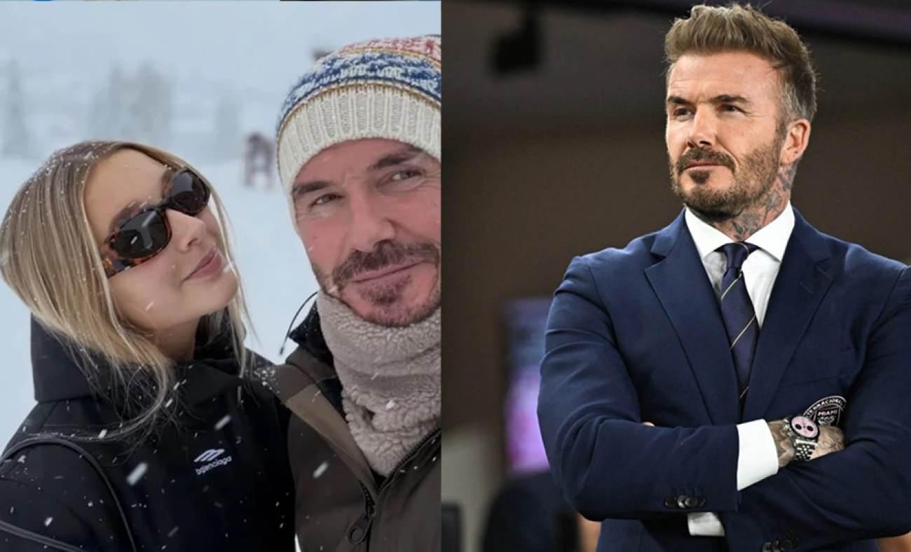 &Uuml;nl&uuml; futbolcu David Beckham ve kızından kar pozu!