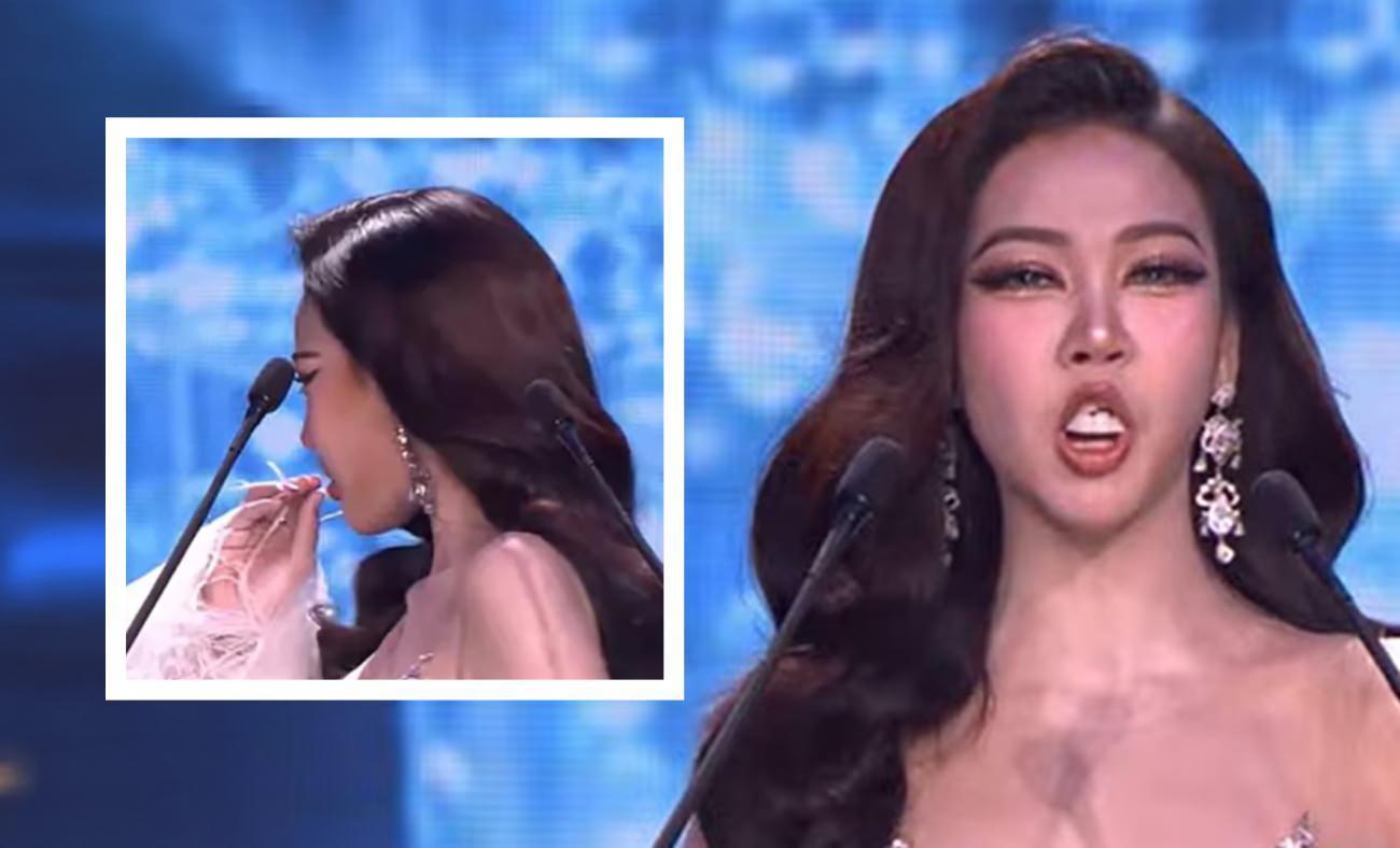 Miss Grand Thailand'da talihsiz kaza: Yarışmacının sahnede protez dişleri d&uuml;şt&uuml;!