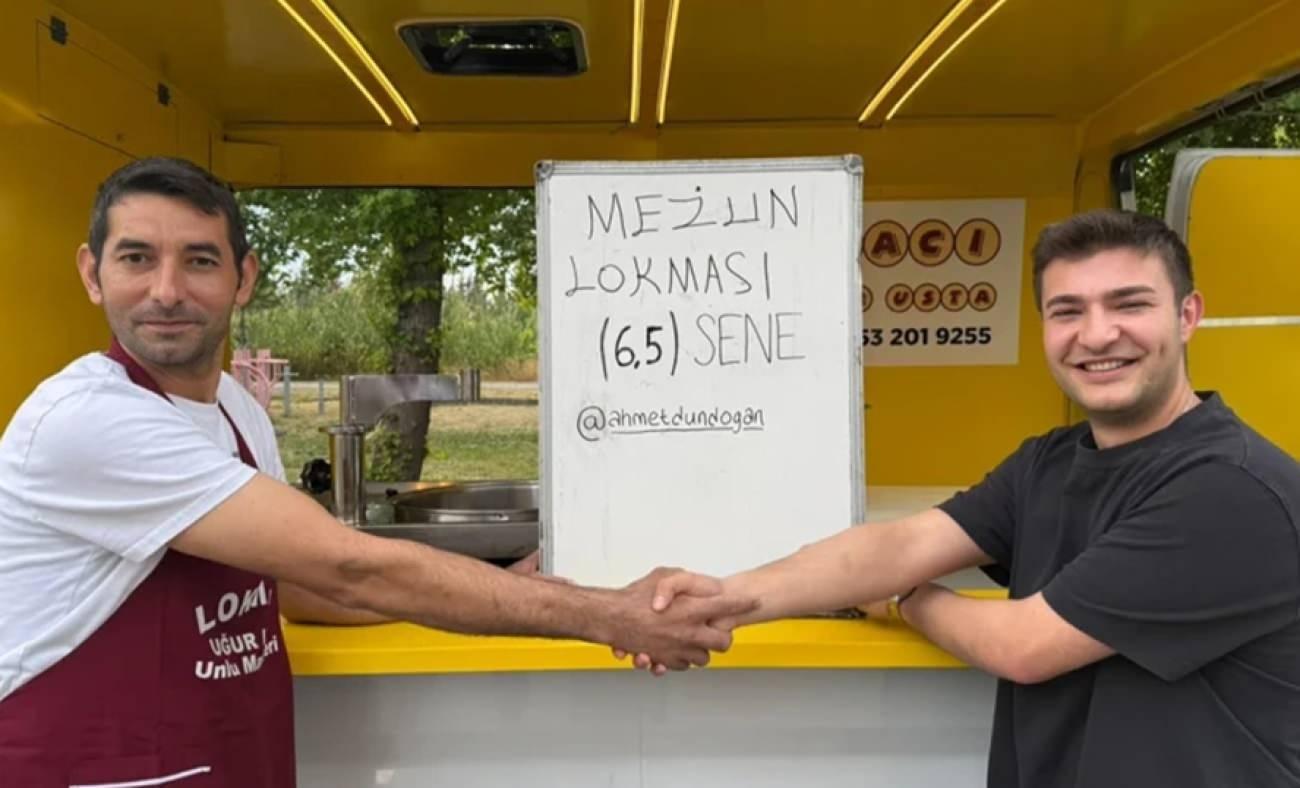 &Uuml;niversiteyi 6,5 yılda bitirdi! Kredi &ccedil;ekip "Mezun Lokması" d&ouml;kt&uuml;rd&uuml;!