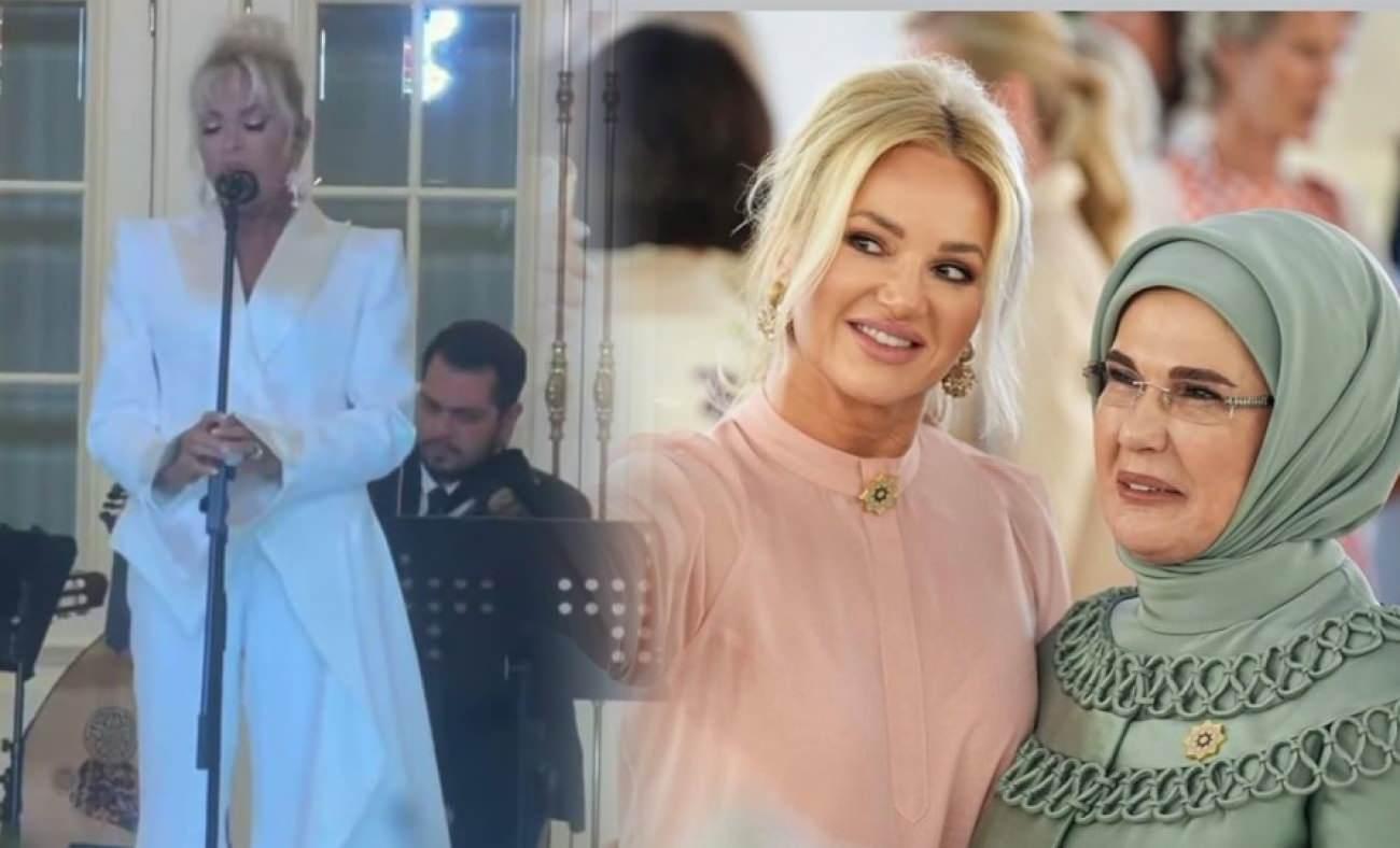 Ajda Pekkan lider eşleri i&ccedil;in sahne aldı: NATO kapsamında &Ccedil;ankaya K&ouml;şk&uuml;'ndeki davete katıldı