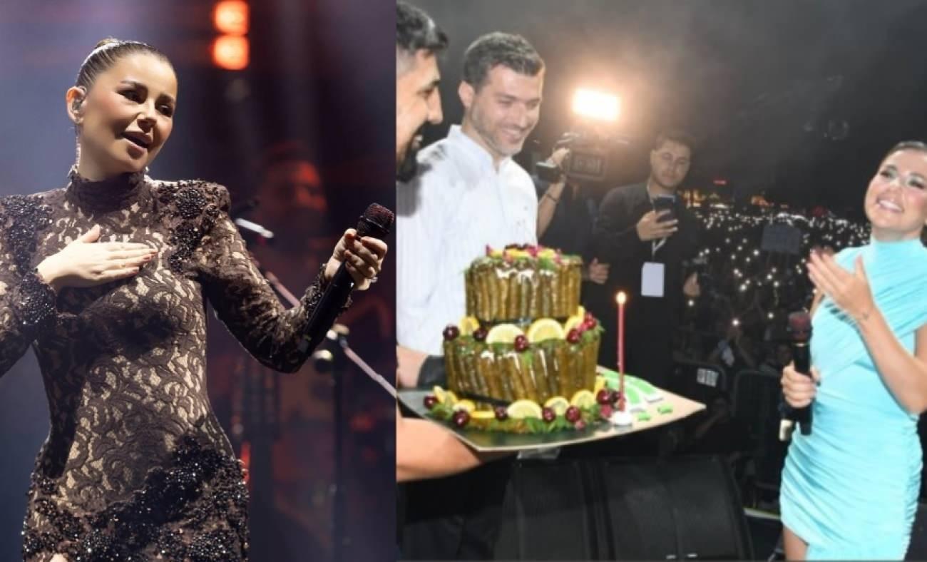 Merve &Ouml;zbey'e yaprak sarmalı doğum g&uuml;n&uuml; s&uuml;rprizi! "İlk kez yiyorum"