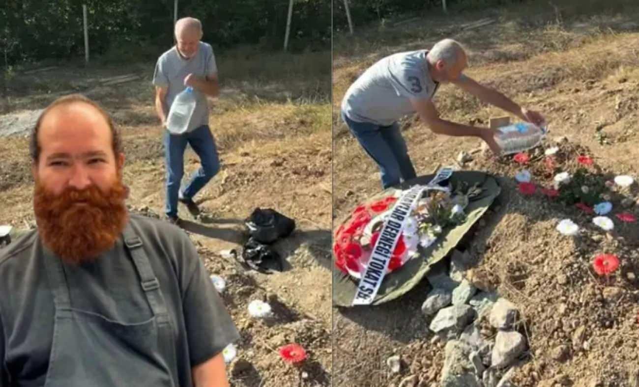 Eren Kaşık&ccedil;ı'nın mezarı başında y&uuml;rek yakan veda! Babası mezarını kendi elleriyle suladı