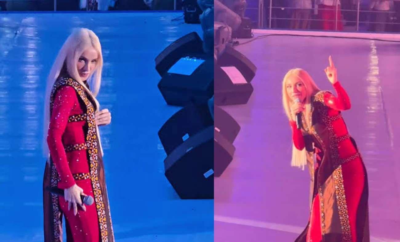 T&uuml;rkmenistan'da sahne alan G&uuml;lşen'in kıyafeti şaşırttı: "İsteyince giyilebiliyormuş demek ki!"