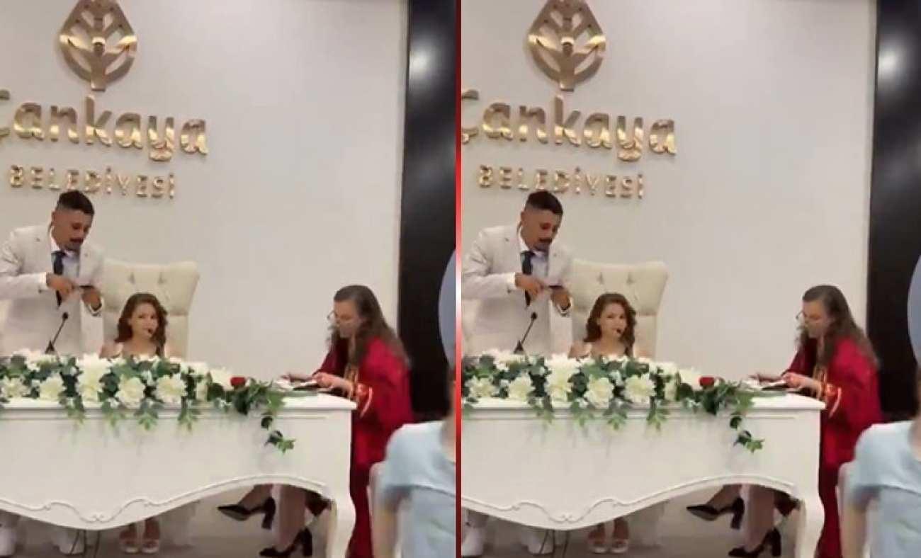 Nikah masasında beklenmedik an! Damat bir anda kendini yerde buldu