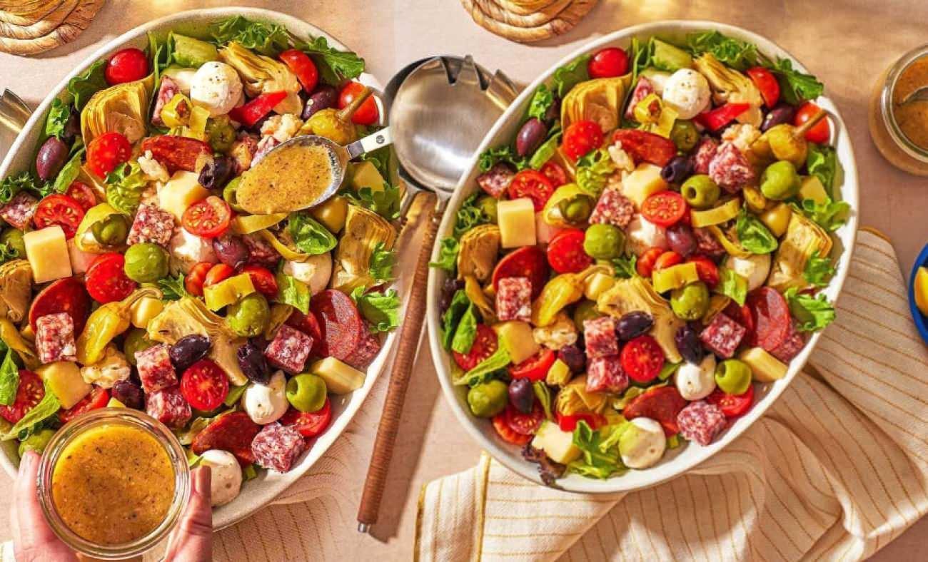 Pişirmeden 10 dakikada hazır! Kızarmış ekmeğe &ccedil;ok yakışan Antipasti Salata