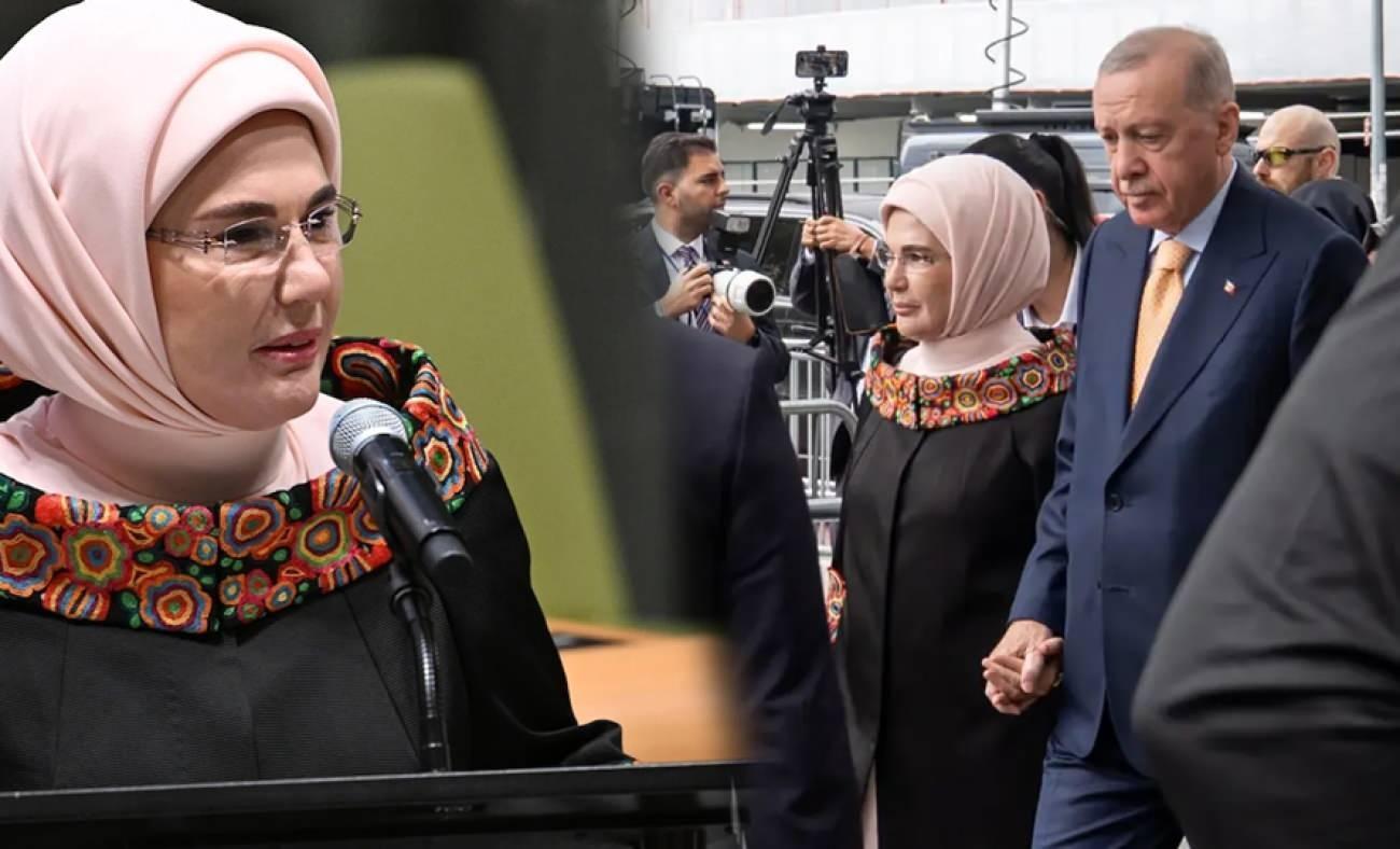 Emine Erdoğan&rsquo;ın New York şıklığında dikkat &ccedil;eken Anadolu dokunuşu