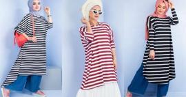 2018 Tesettür modasının trendi: Çizgili tunikler