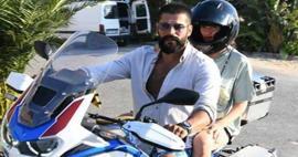 Burak Özçivit ve Fahriye Evcen'den motosikletli tur!