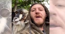 Karadenizli adamın keçiyle sakız çiğnediği anlar sosyal medyaya damga vurdu