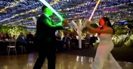 Düğün dansı yerine Star Wars dövüş şovu yapan çift gündem oldu!