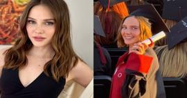 Alina Boz'un mutlu g&uuml;n&uuml;! Mezuniyet t&ouml;reninde eşi Umut Evirgen yalnız bırakmadı