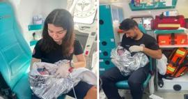 Hastaneye g&ouml;t&uuml;r&uuml;ld&uuml;ğ&uuml; sırada doğum başladı: 7'nci &ccedil;ocuğunu ambulansta d&uuml;nyaya getirdi
