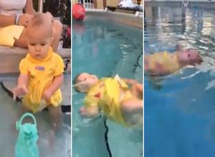 Kendi kendine yüzmeyi öğrenen bebek