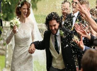 Game of Thrones oyuncuları Kit Harington ve Rose Leslie evlendi