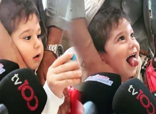 Fahriye Evcen ve Burak Özçivit'in oğlu Karan kameraları çok sevdi!