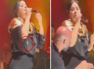 Şarkıcı Zara'nın çekirgeyle imtihanı! Konserde neye uğradığına şaşırdı