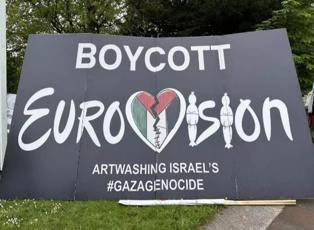 İrlanda'nı başkenti Dublin'de İsrail'in Eurovision'a katılmasını boykot protestosu düzenlendi