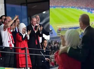 Milli Takımı yalnız bırakmayan Başkan Erdoğan'ın gol sevinci işte böyle görüntülendi!