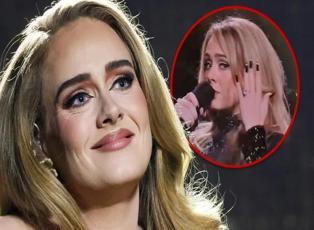 Adele'den dikkat çeken hareket! Elmas nişan yüzüğünü böyle gösterdi