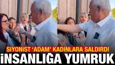 Siyonist destekçisi maganda kadınlara yumruk attı