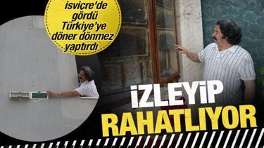 Ofisine kurduğu cam kovanlarda yetiştirdiği arıları böyle izliyor