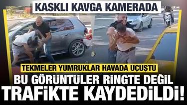 Trafikteki kavga boks ringlerini aratmadı!