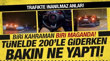 Trafikte inanılmaz anlar: Biri kahraman, biri maganda!