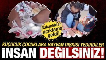 İğrenç görüntüler: 4 çocuğa hayvan dışkısı yedirdiler