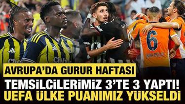 Avrupa'da gurur haftası! Temsilcilerimiz 3'te 3 yaptı: UEFA ülke puanımız yükseldi