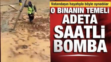 Felakete davetiye! Su dolu temele beton d&ouml;kt&uuml;ler