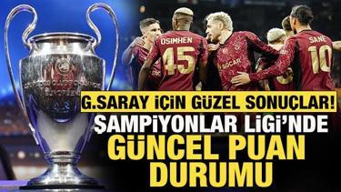 Galatasaray i&ccedil;in g&uuml;zel sonu&ccedil;lar var! Şampiyonlar Ligi'nde g&uuml;ncel puan durumu sıralaması