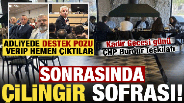 Adliyede destek pozu, sonra mangal sofrası