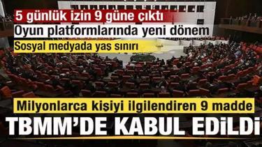 Milyonlarca kişiyi ilgilendiren 9 madde TBMM'de kabul edildi! 