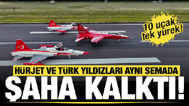 H&Uuml;RJET ve T&uuml;rk Yıldızları'ndan g&ouml;ky&uuml;z&uuml;nde tarihi buluşma