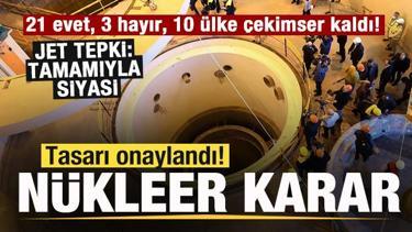 Tasarı onaylandı! N&uuml;kleer kararı! 21 evet, 3 hayır, 10 &uuml;lke &ccedil;ekimser kaldı! Jet tepki!