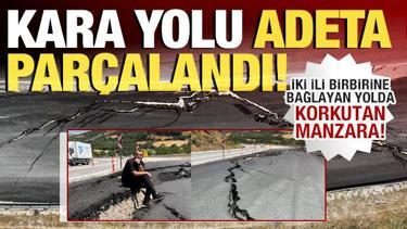 İki ili birbirine bağlayan yolda korkutan manzara: Kara yolu par&ccedil;alandı!