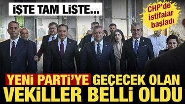 &Ouml;zg&uuml;r &Ouml;zel ile CHP'den ayrılacak milletvekilleri belli oldu! İşte Yeni Parti listesi 
