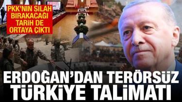 Erdoğan'dan Ter&ouml;rs&uuml;z T&uuml;rkiye talimatı! PKK'nın silah bırakacağı tarih de ortaya &ccedil;ıktı