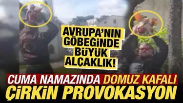 Cuma namazından &ccedil;irkin saldırı: Y&uuml;ksek sesle m&uuml;zik &ccedil;alıp domuz kafası g&ouml;sterdiler