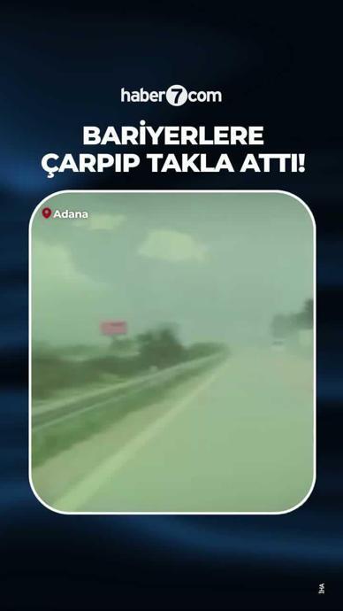 Gişelerde bariyerlere  &ccedil;arparak takla attı!