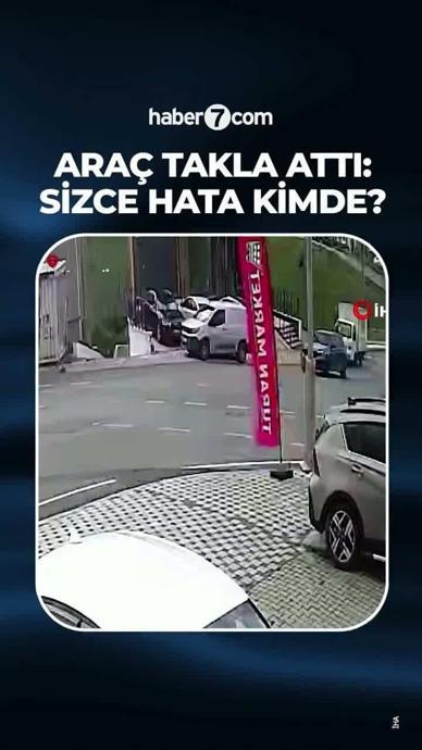 Kaza yapan ara&ccedil; takla attı!