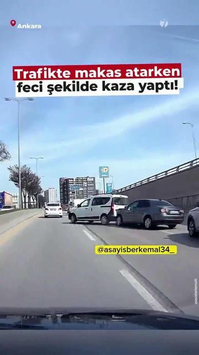 Trafikte makas atarken feci şekilde kaza yaptı!