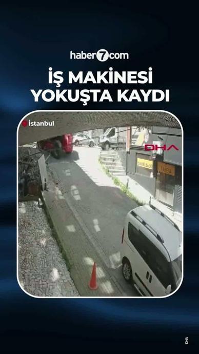 İş makinesi yokuş aşağı kaydı!