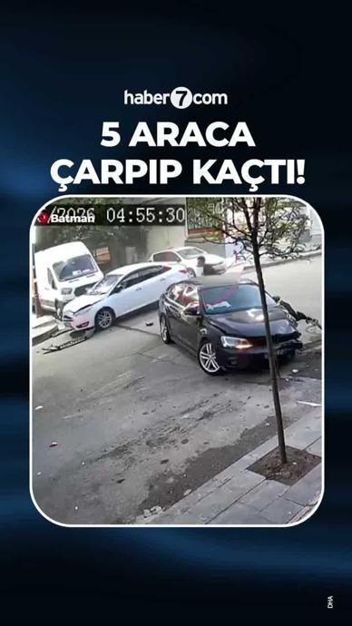 Aracıyla 5 otomobile &ccedil;arpıp ka&ccedil;tı!