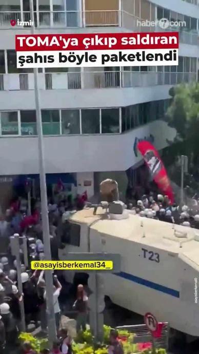 TOMA'ya &ccedil;ıkıp saldıran şahıs b&ouml;yle paketlendi
