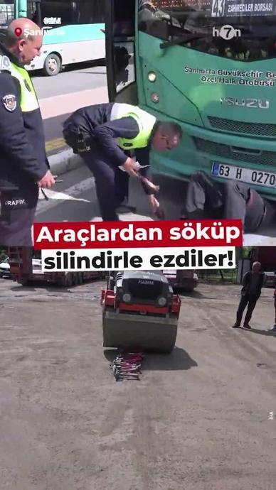 Ara&ccedil;lardan s&ouml;k&uuml;p silindirle ezdiler!