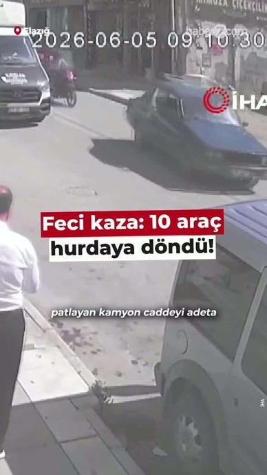 Freni patlayan kamyon 10 aracı bi&ccedil;ti